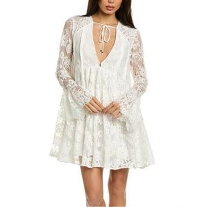 Free People White Ruffled Tie Front Sundress